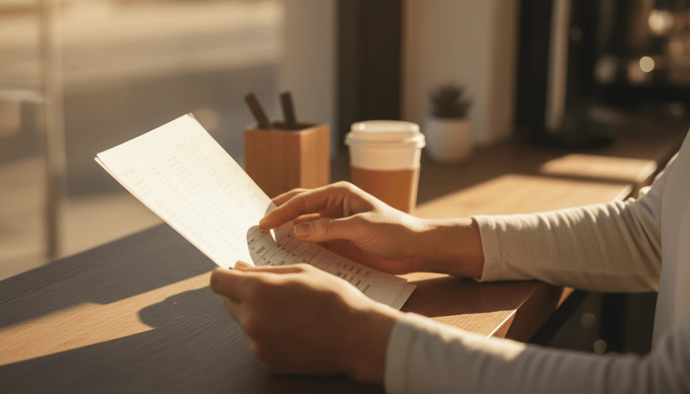 Small business owner reviewing their merchant statement